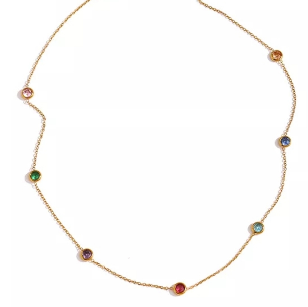 Delicate Colourful CZ Collar Necklace - Picture 1 of 8